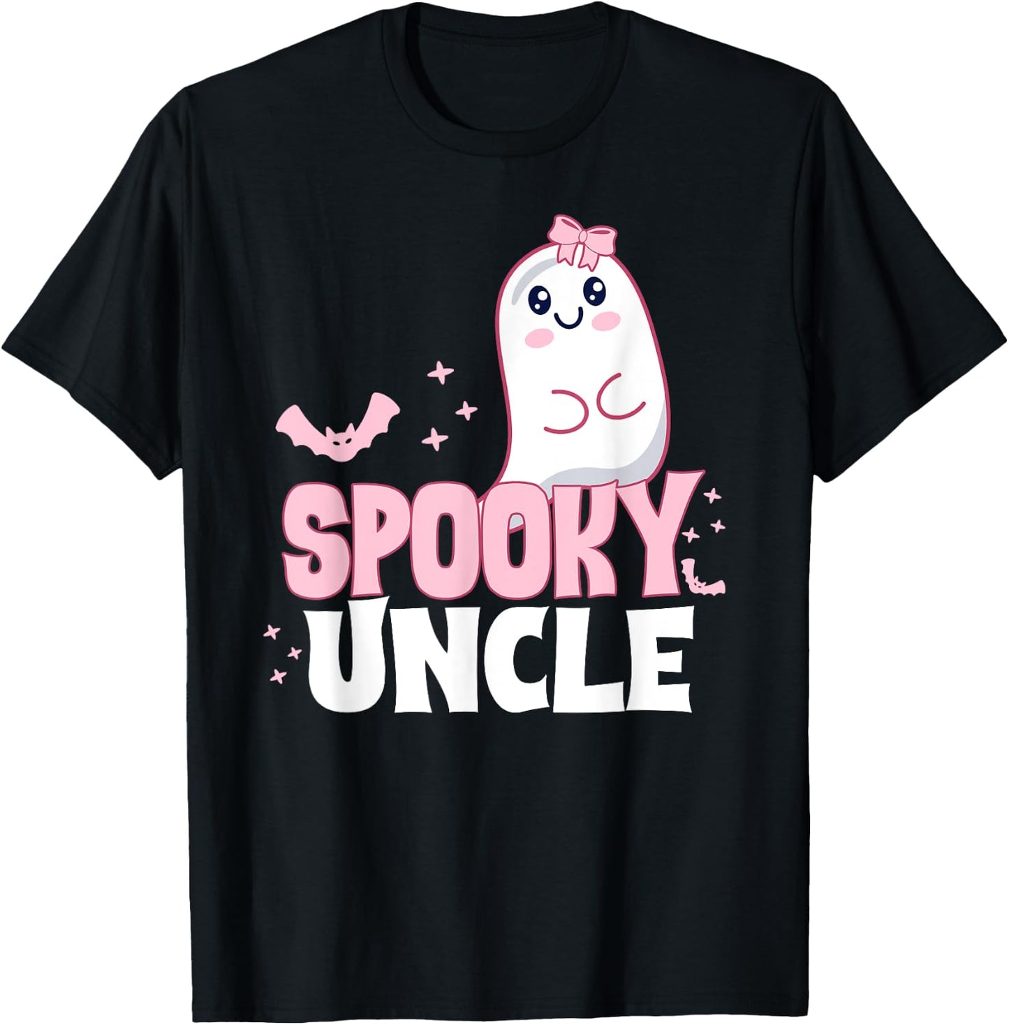 Spooky Uncle Family Cute Pink White Ghost Boo Halloween T-Shirt - T-Shirt | Black