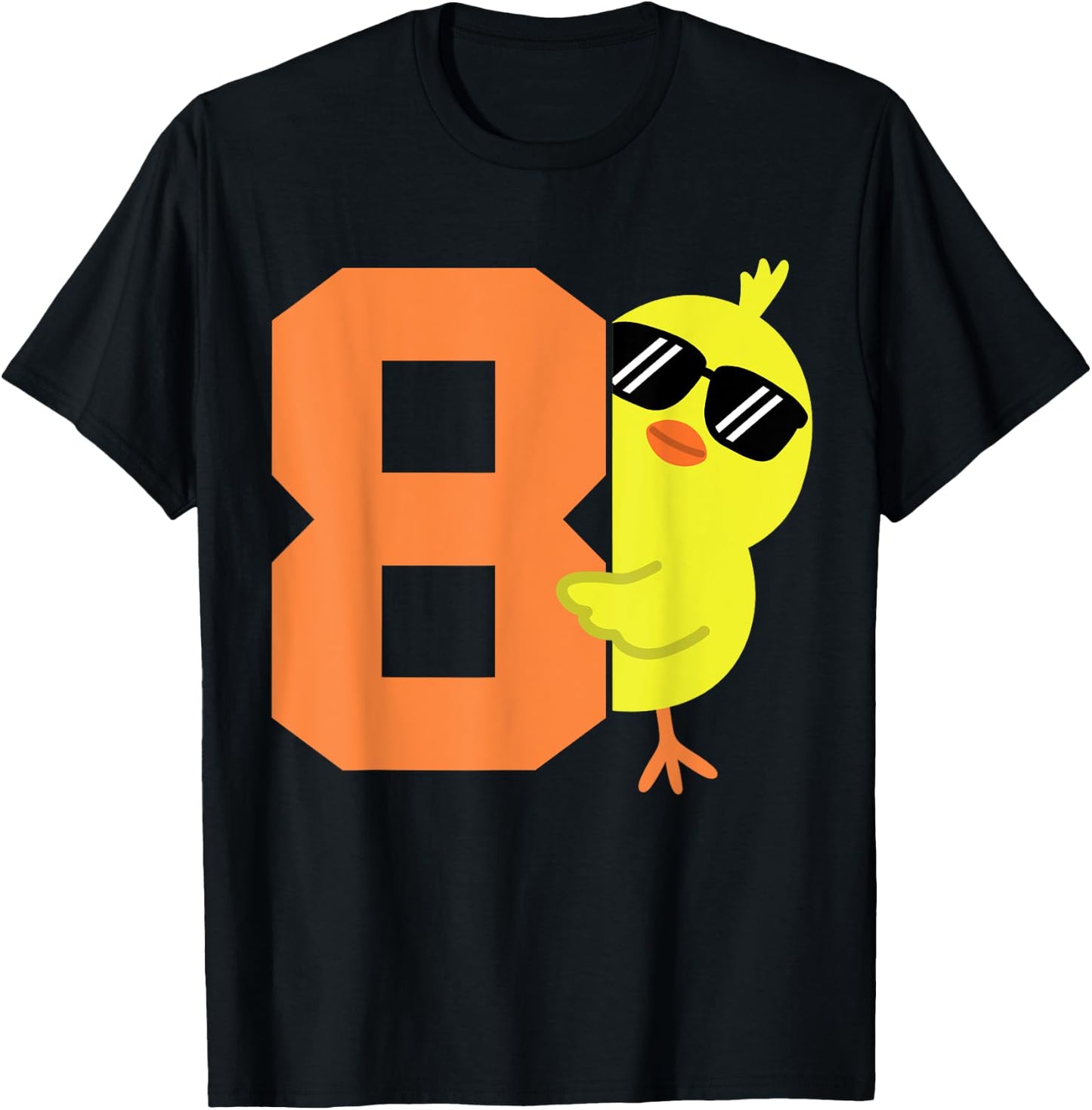Kids 8th Birthday Chicken Themed Cute 8 Year Old Boys Chick T-Shirt - T-Shirt | Black