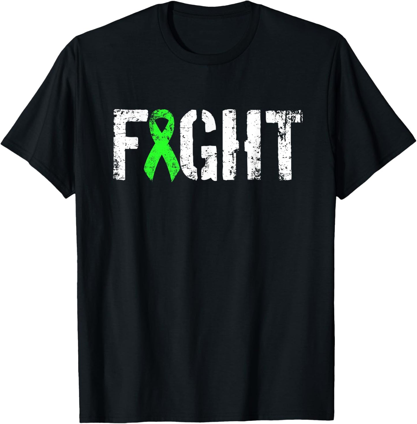 Fight Liver Cancer - Military Style Green Awareness Ribbon T-Shirt - T-Shirt | Black