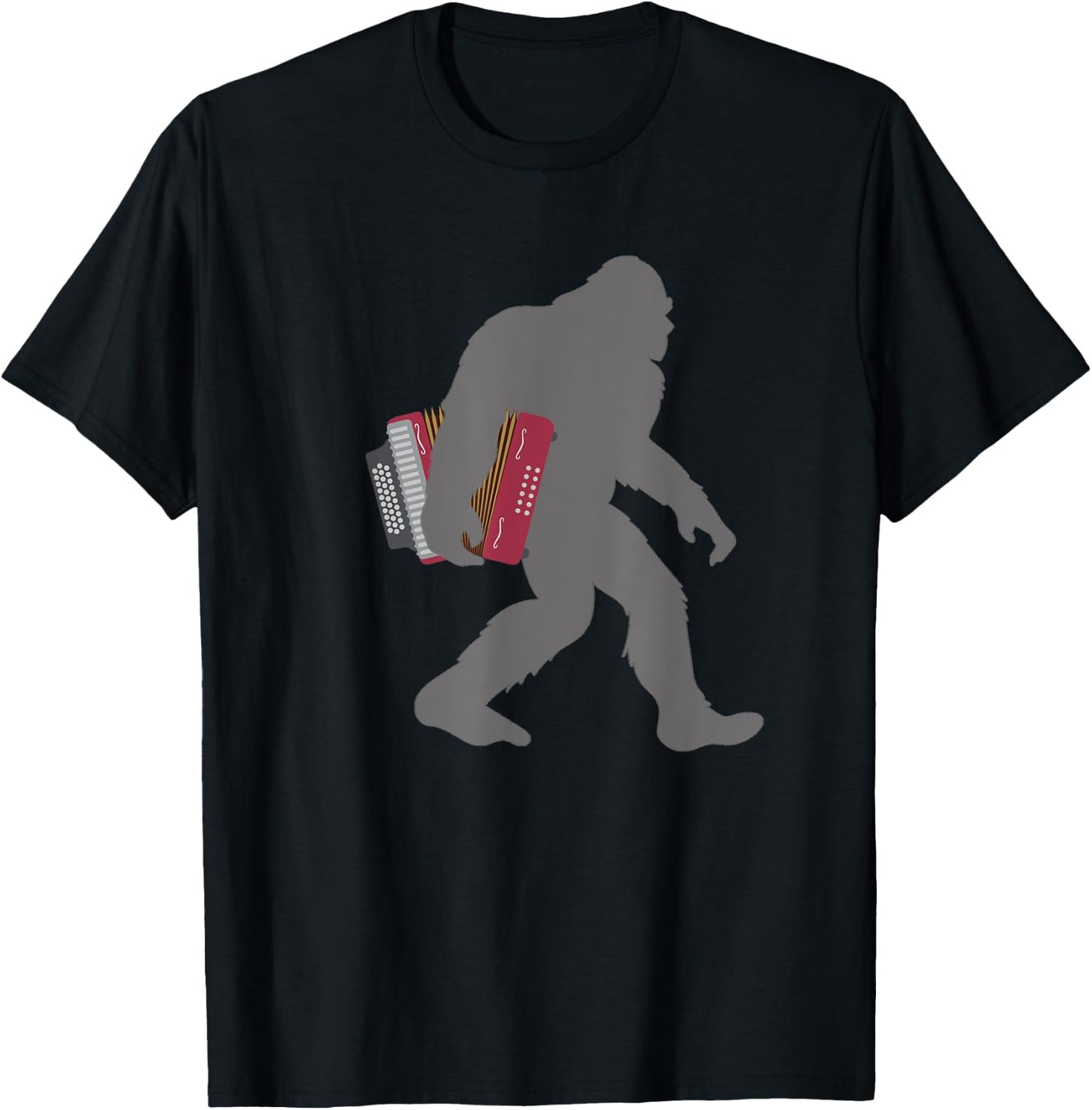 Funny Accordionist Bigfoot musician with Accordion T-Shirt - T-Shirt | Black