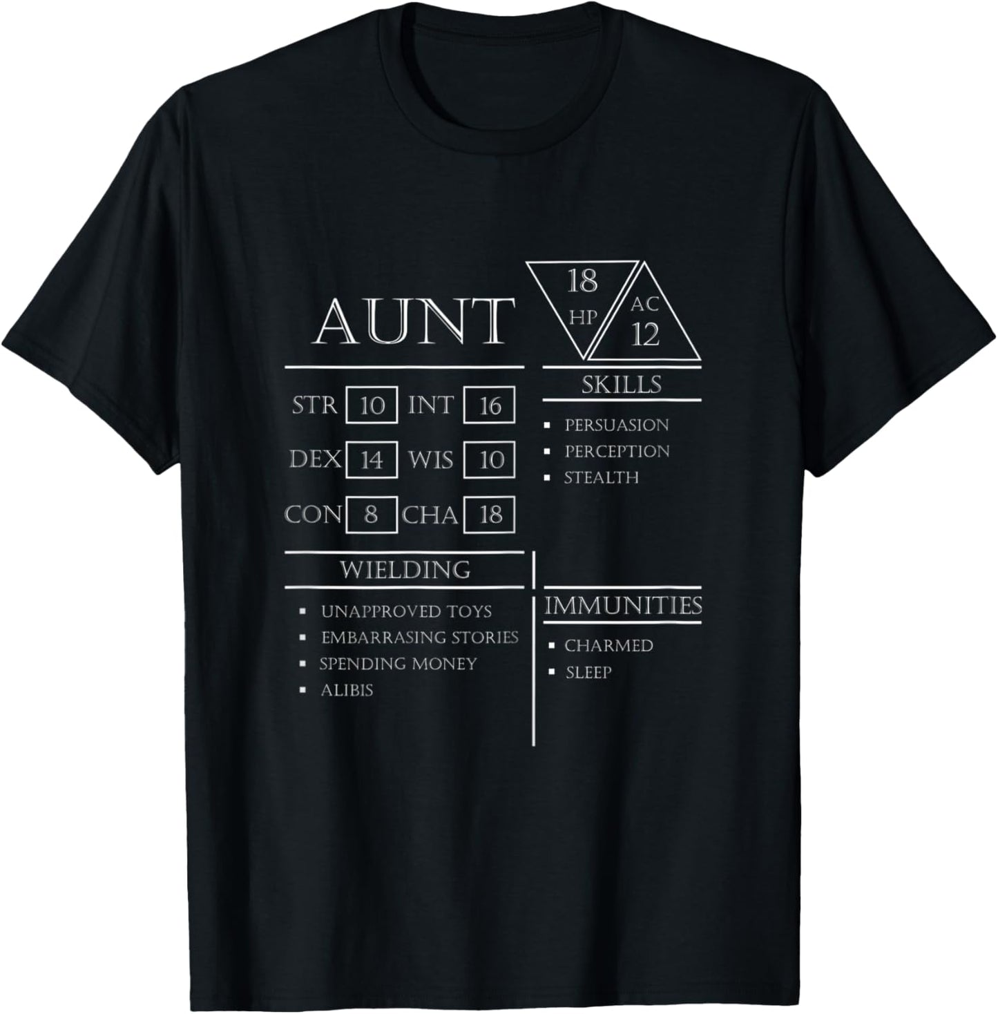 Roleplaying Dice Gamer Dragon Aunt Stat Skills Wielding T-Shirt - T-Shirt | Black