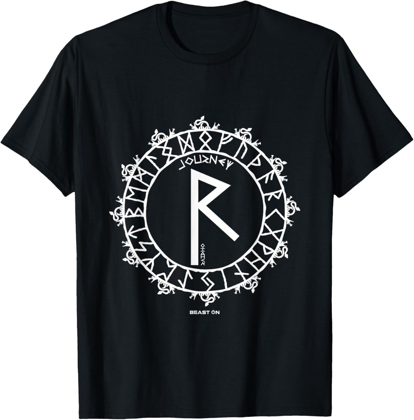 Raidho Nordic Rune Travel Viking Rune Symbol Glyph T-Shirt - T-Shirt | Black