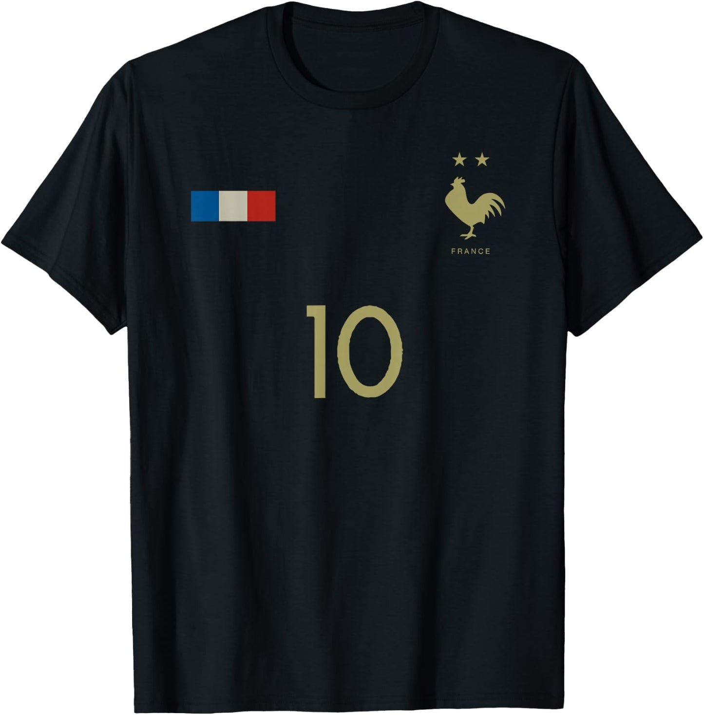 France Number 10 French Soccer Retro Football France T-Shirt - T-Shirt | Black