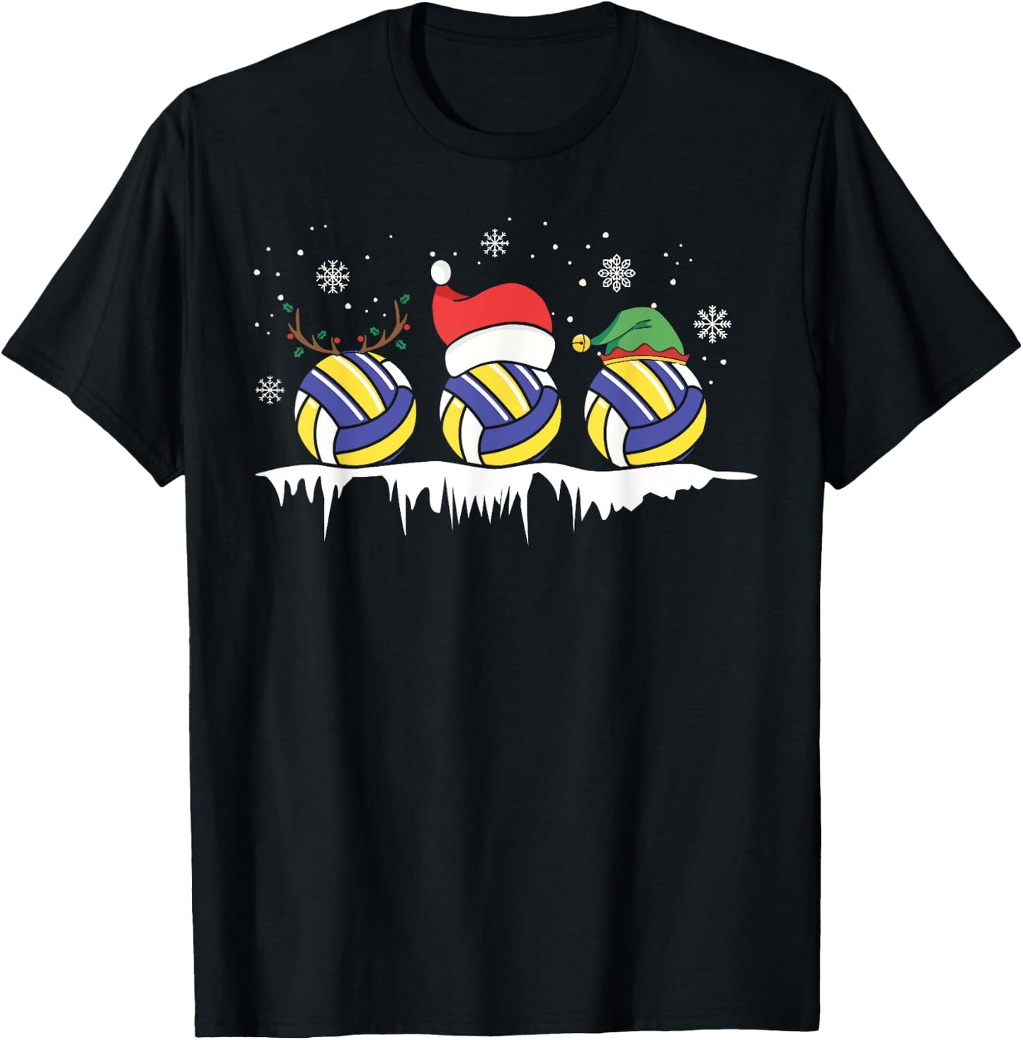 Volleyball Chistmas Santa Elf Reindeer Volleyball Xmas T-Shirt - T-Shirt | Black