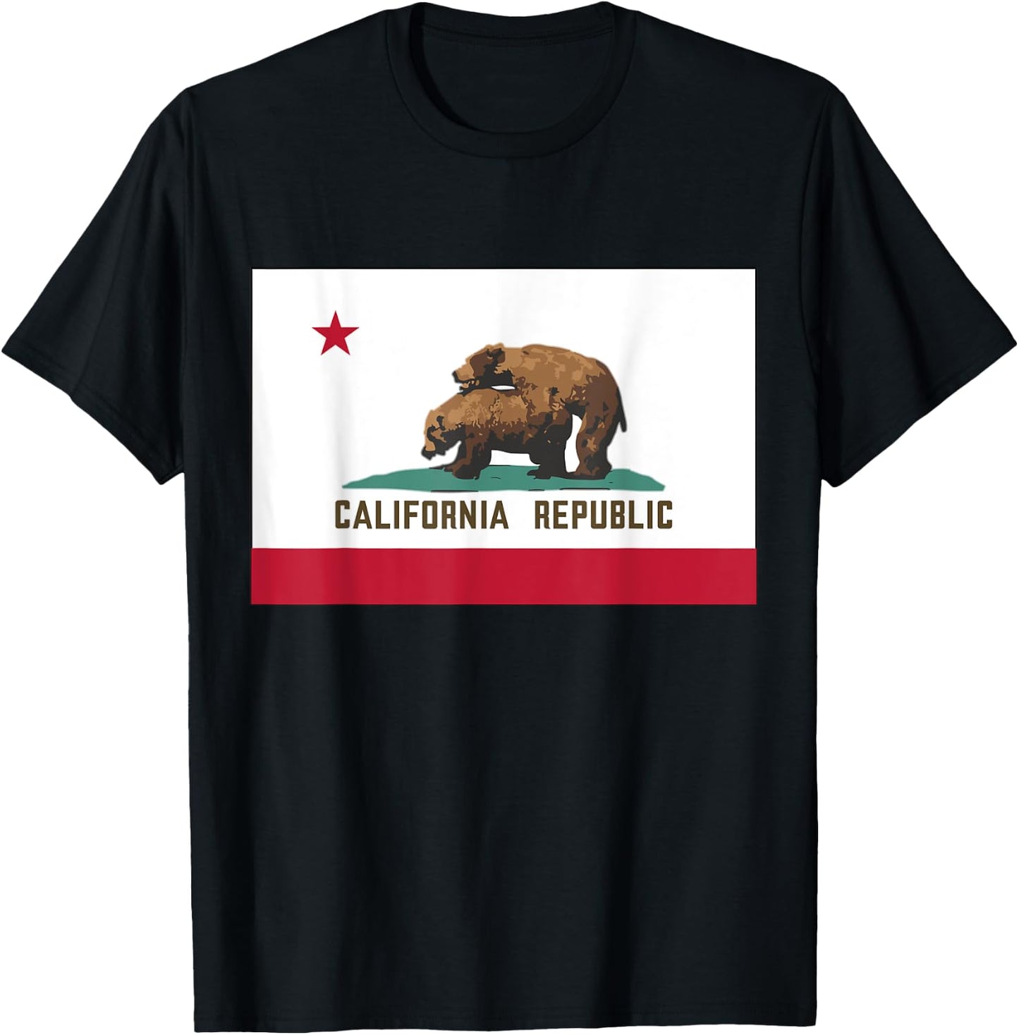 California Republic Funny Humping Grizzly Bears CA State Map T-Shirt - T-Shirt | Black