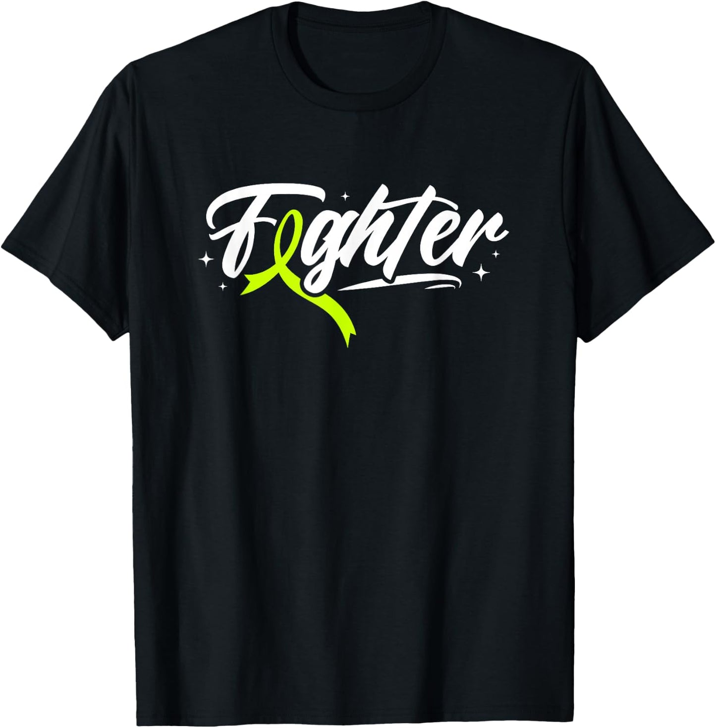 Lymphoma Cancer Fighter Lime Green Ribbon Awareness Month T-Shirt - T-Shirt | Black