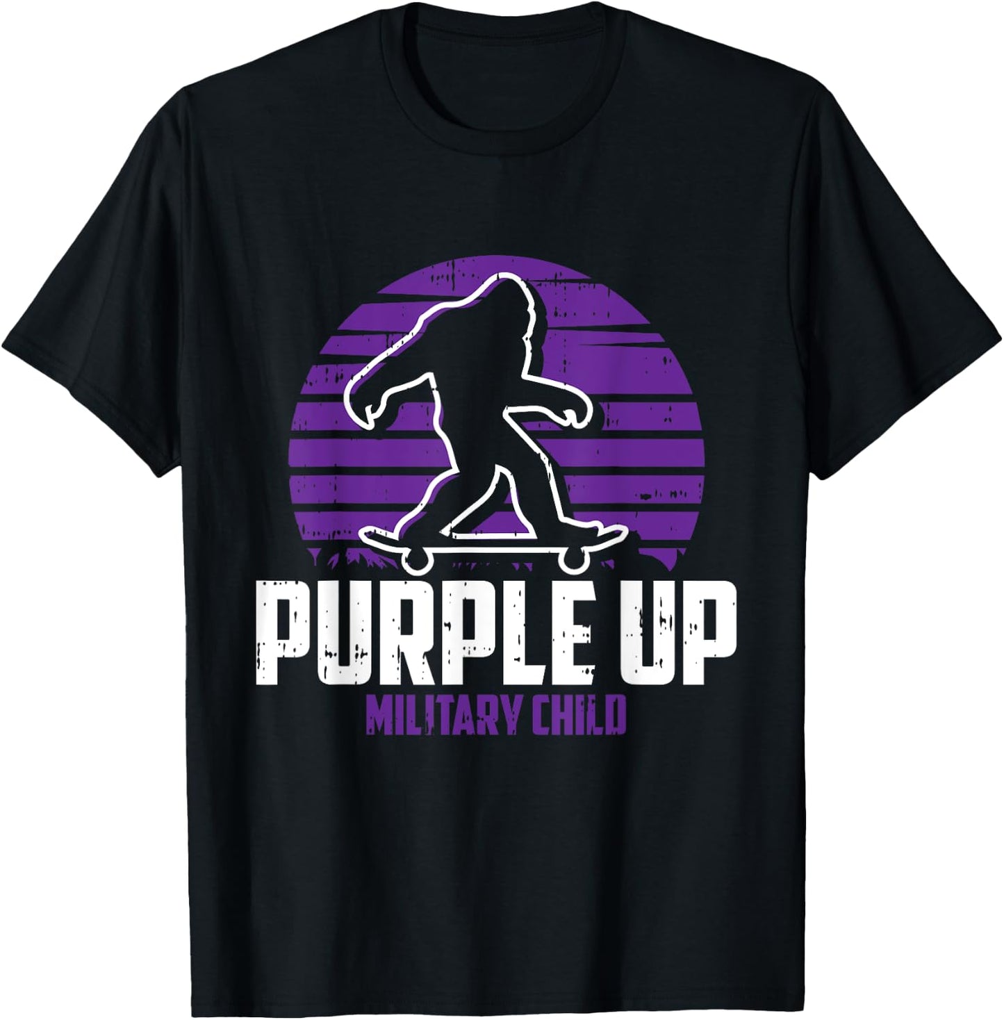 Military Child Boy Girls Toddlers Purple Up Bigfoot T-Shirt - T-Shirt | Black