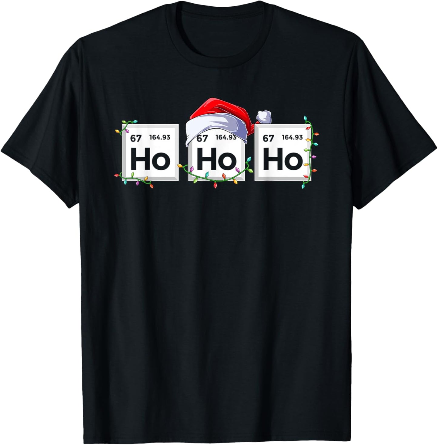 Ho Ho Ho Elements Science Christmas Chemistry Teacher T-Shirt - T-Shirt | Black