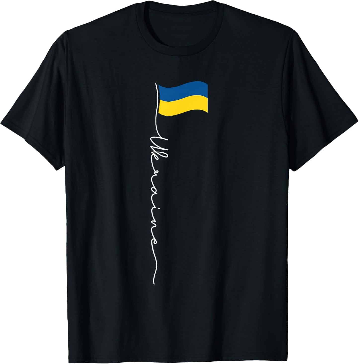 Ukraine Signature Flag Pole - Patriotic Ukrainian Flag Small T-Shirt - T-Shirt | Black