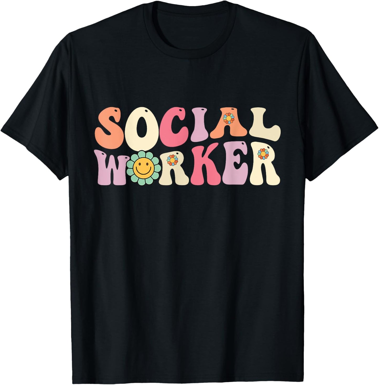 Social Worker Groovy Retro Vintage 60s 70s Design T-Shirt - T-Shirt | Black
