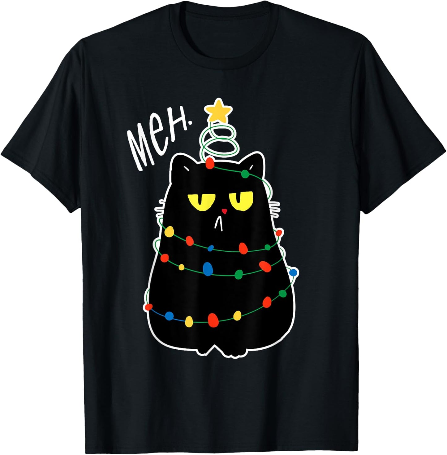 Christmas Meh Cat Kawaii Anime Japanese meow kitty cat lover Men Women Kids T-Shirt - T-Shirt | Black