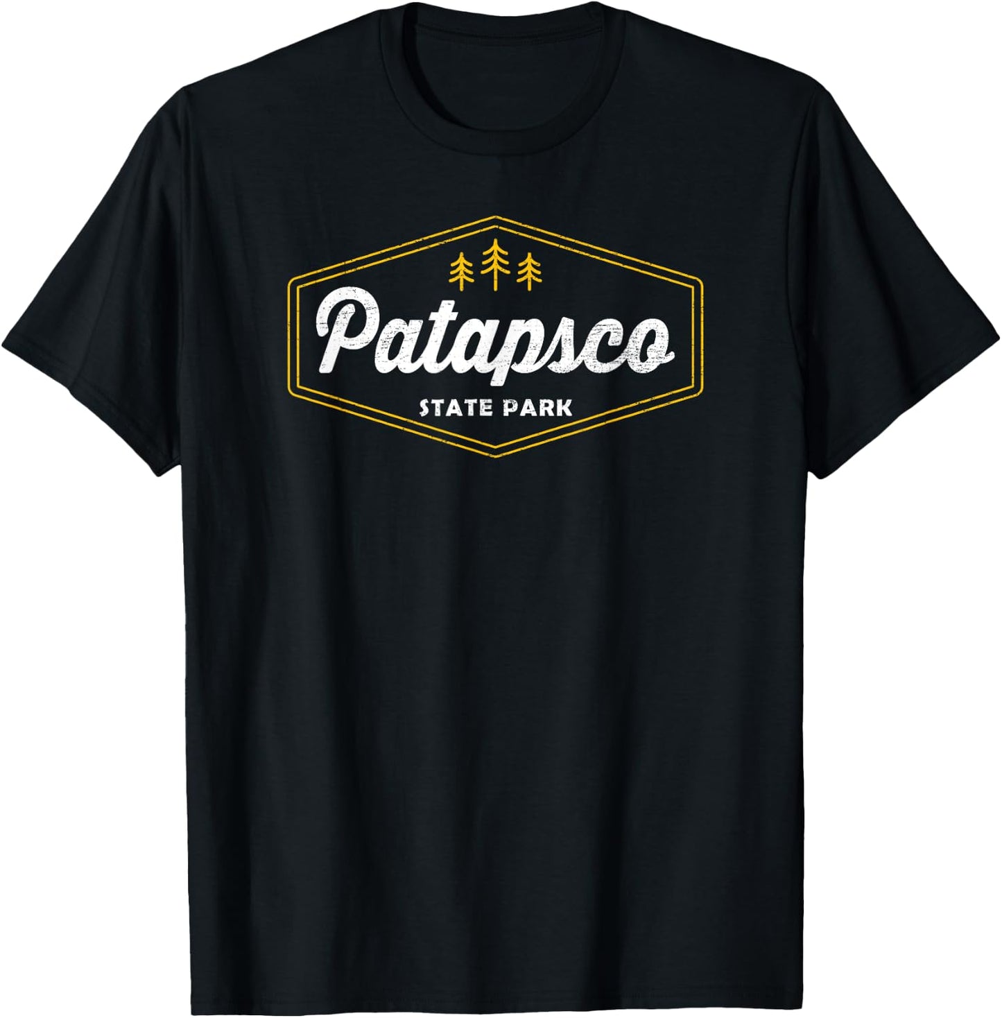Patapsco State Park Retro Hexagon Badge Camping Hiking T-Shirt - T-Shirt | Black