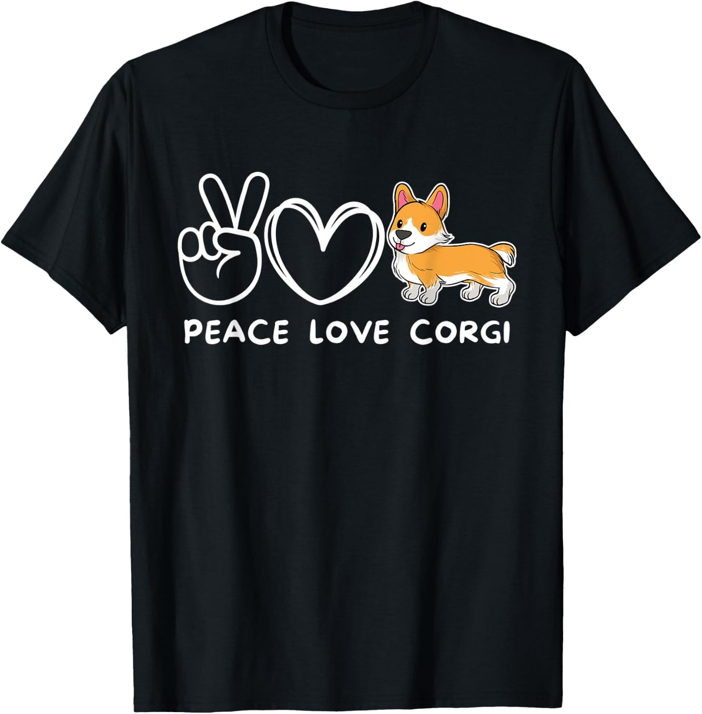 Peace, Love Corgi Retro Corgi Dog Lover Women Kids T-Shirt - T-Shirt | Black