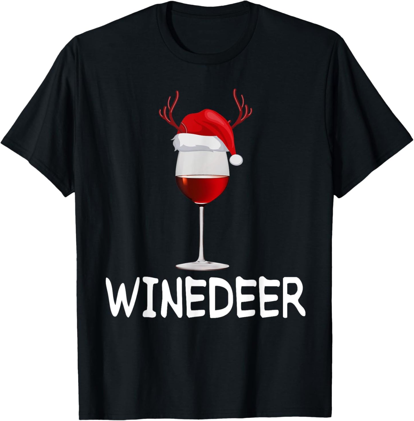 WineDeer ReinBeer Funny Wine Beer Christmas Couples Matching T-Shirt - T-Shirt | Black