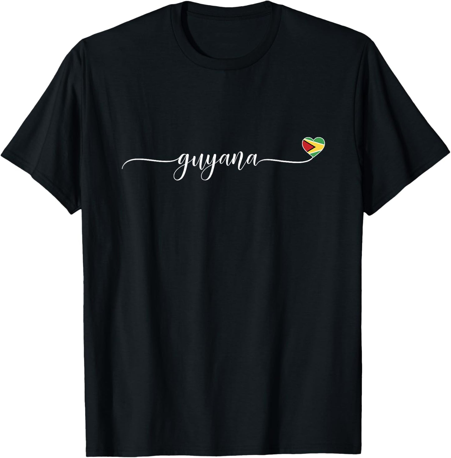 Guyana Flag Love Guyana Heart T-Shirt - T-Shirt | Black