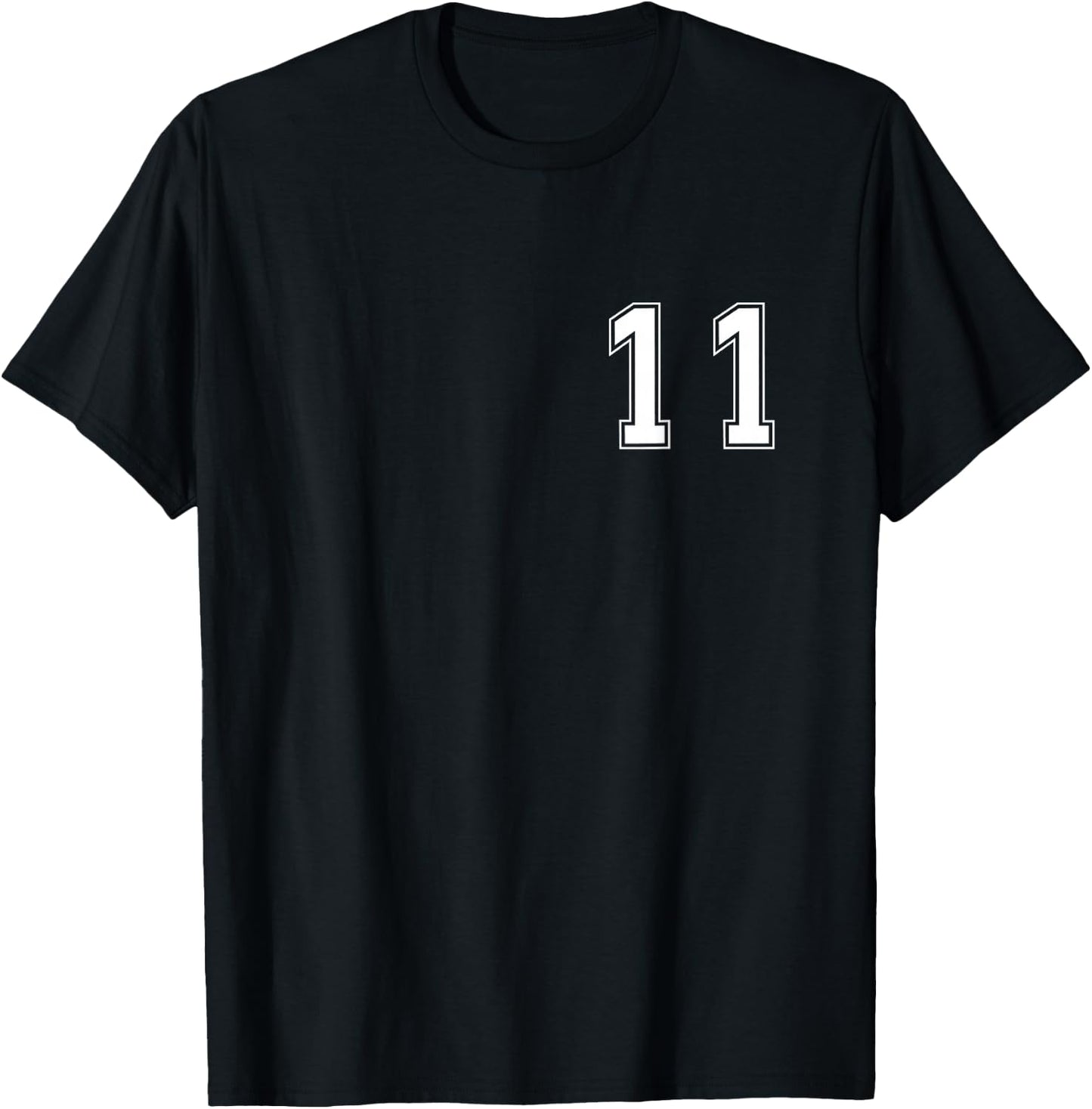 White Number 11 Team Junior Sports Numbered Uniform T-Shirt - T-Shirt | Black