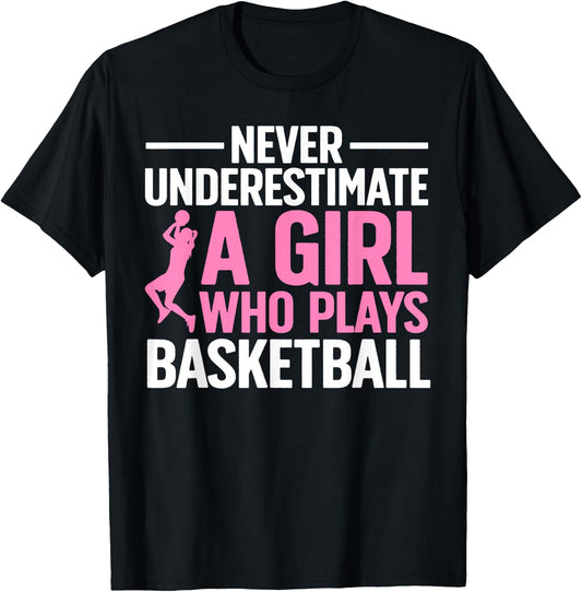 Funny Basketball Art For Girls Youth Teens Basketball Player T-Shirt - T-Shirt | Black