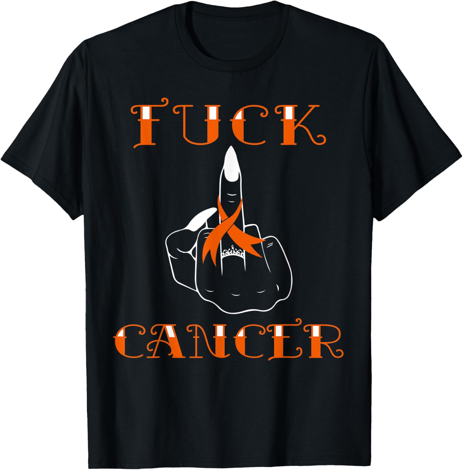 Fuck Cancer Tattoos Survivor Orange Ribbon Leukemia Cancer T-Shirt - T-Shirt | Black