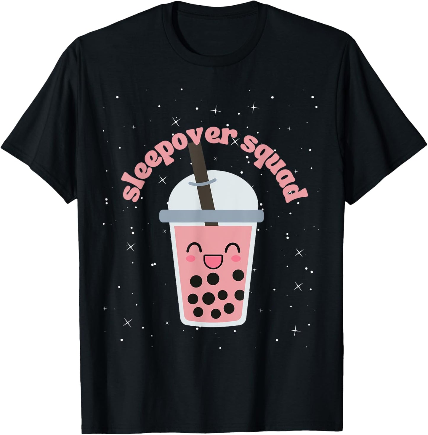 Slumber Party Squad Boba Bubble Tea Sleepover Kit Spa Party T-Shirt - T-Shirt | Black