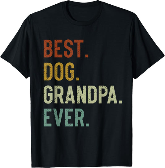 Best Dog Grandpa Ever Vintage Retro Grandpaw T-Shirt - T-Shirt | Black