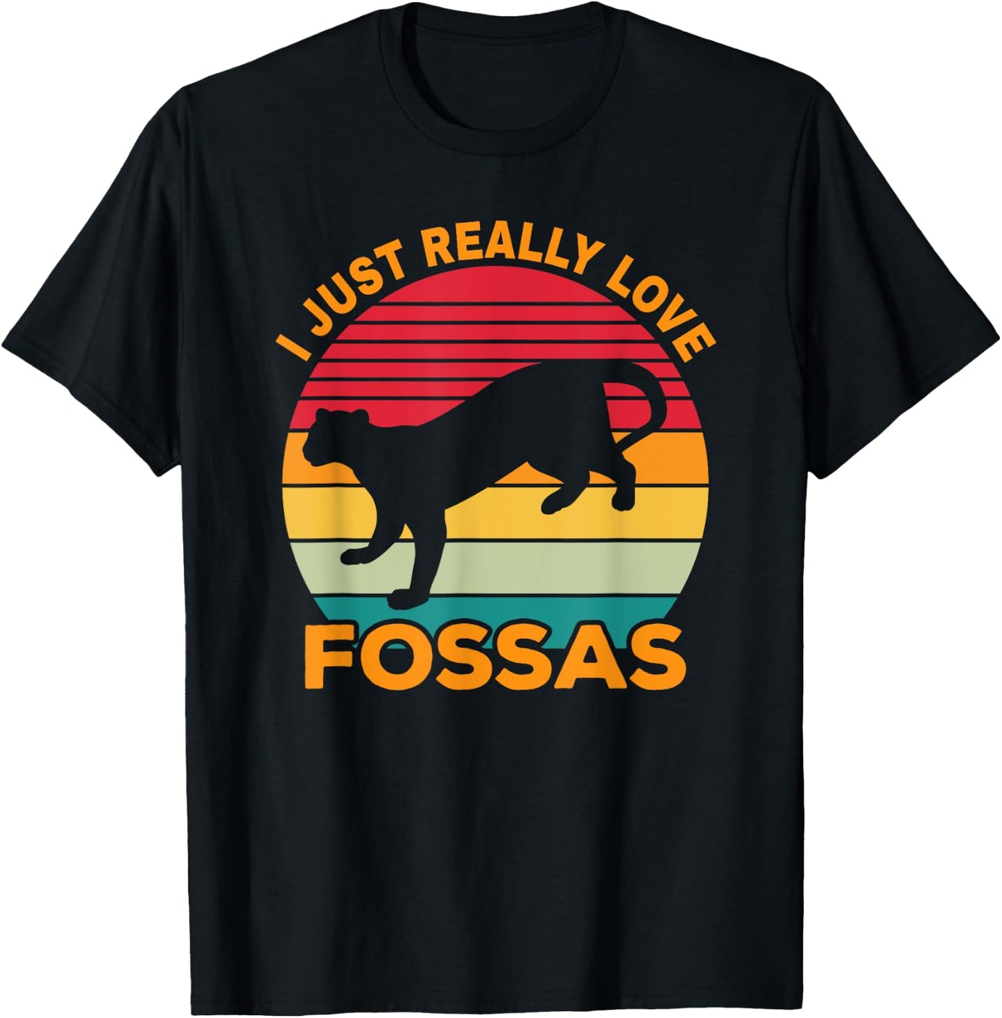 Fossa Retro Vintage | Cute Carnivore Saying | Madagascar Cat Men Women T-Shirt - T-Shirt | Black