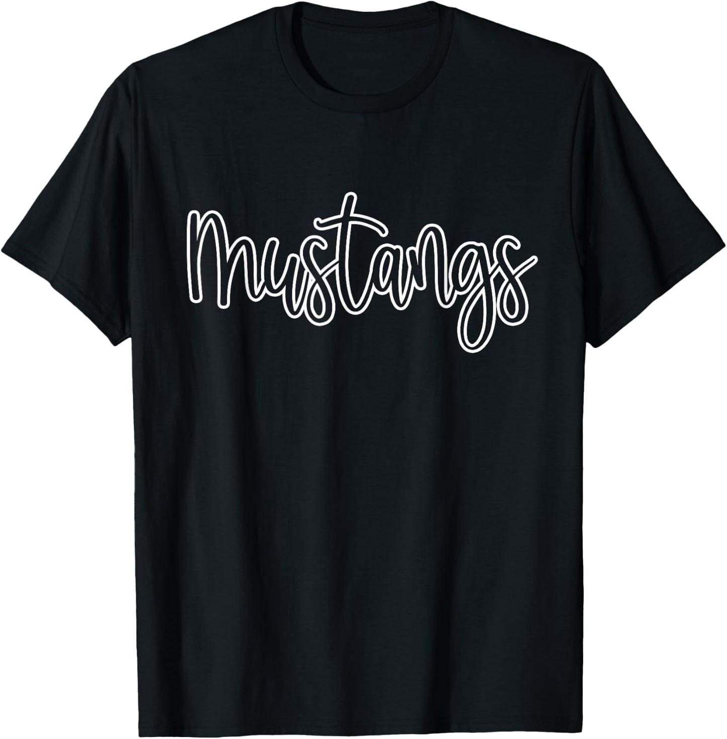 Mustangs Mascot School Sports Fan Team Spirit T-Shirt - T-Shirt | Black
