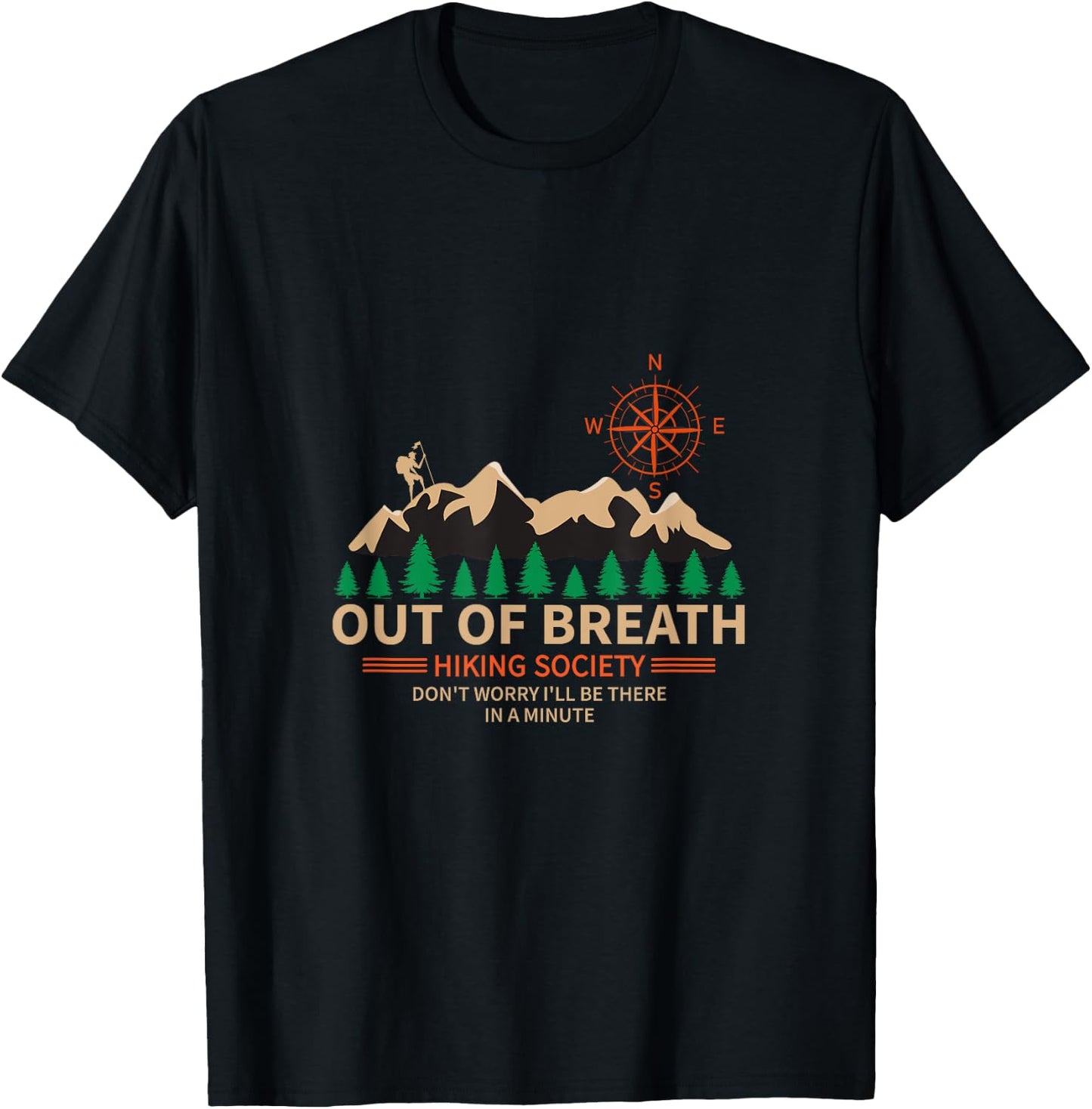 Out of Breath Hiking Society Design Funny Hiking T-Shirt - T-Shirt | Black