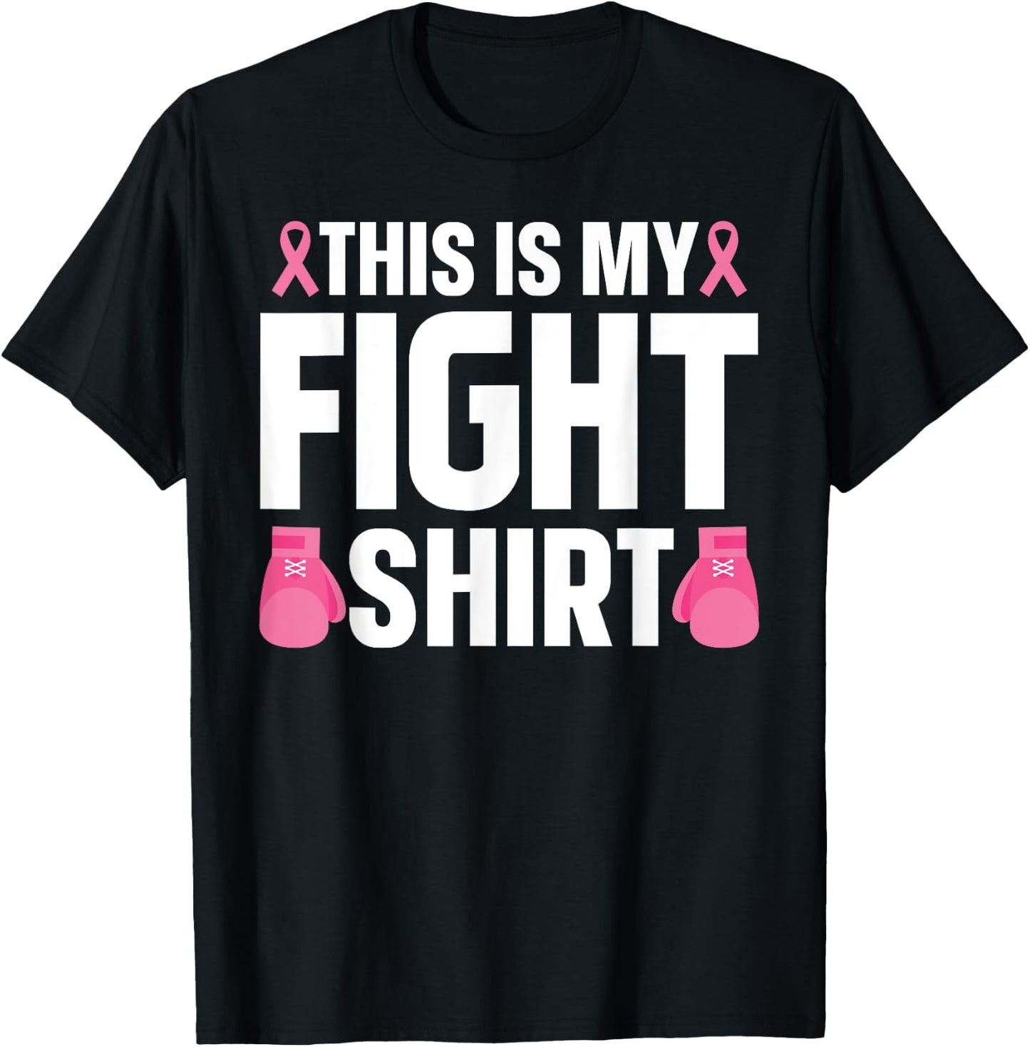 Breast Cancer Awareness Shirt Fight Survivor Pink Ribbon T-Shirt - T-Shirt | Black