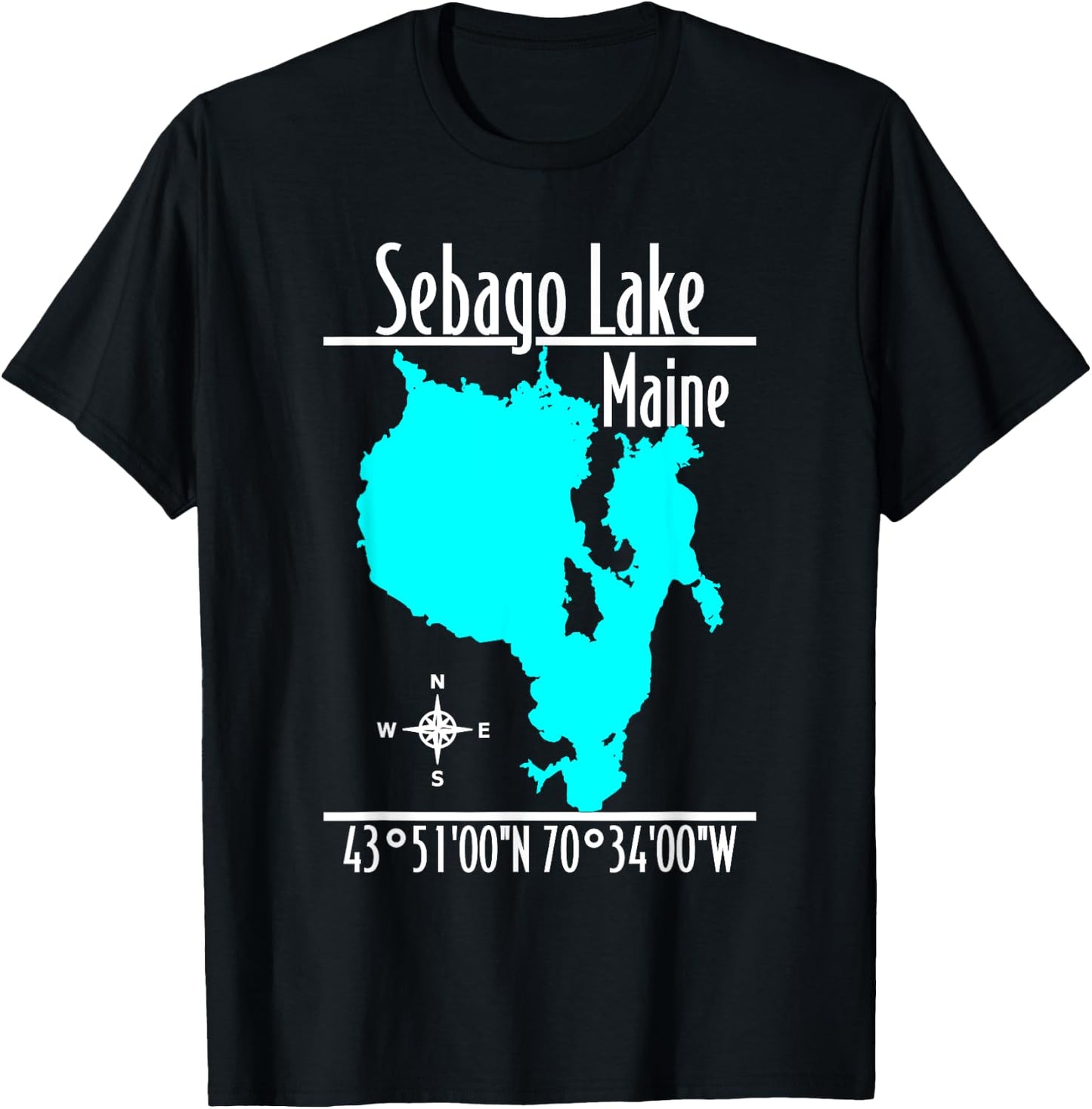 Modern Sebago Lake, Maine T-Shirt - T-Shirt | Black