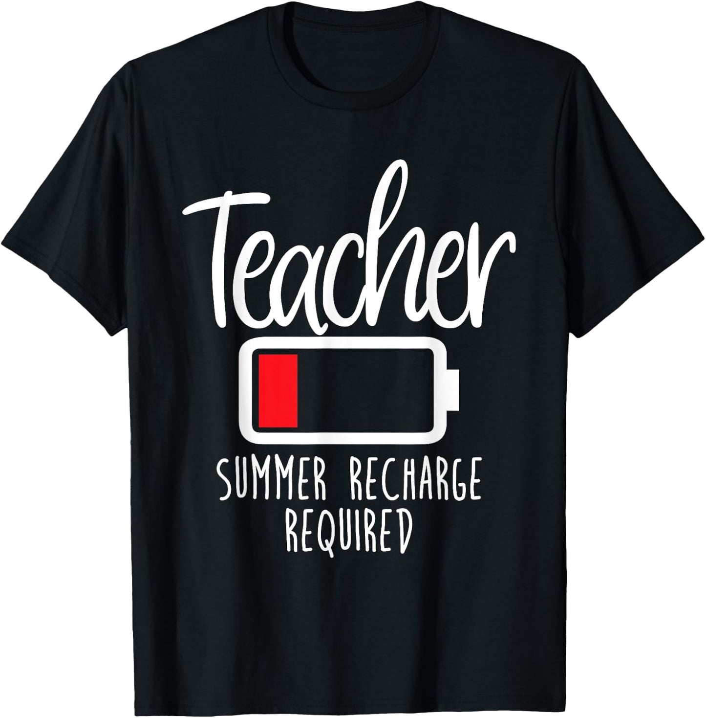 Teacher Summer Recharge Required Last day School Women Funny T-Shirt - T-Shirt | Black
