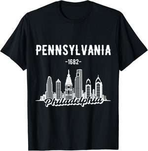 Philadelphia Pennsylvania Skyline T-Shirt - T-Shirt | Black