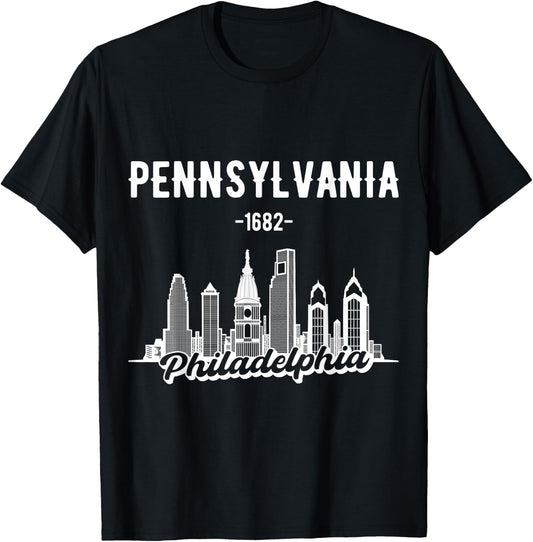Philadelphia Pennsylvania Skyline T-Shirt - T-Shirt | Black