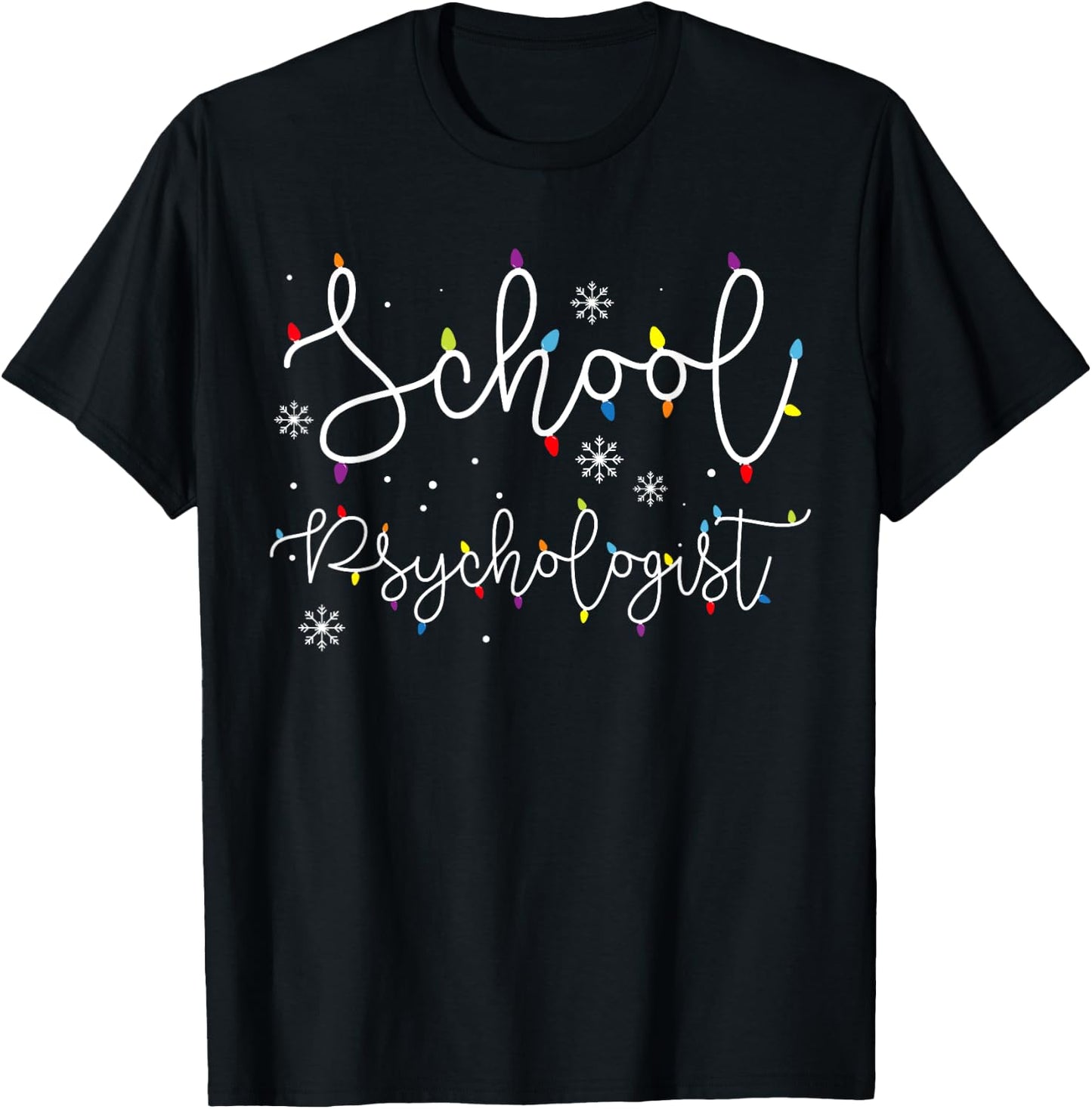 Cute Christmas School Psychologist Squad X-mas Light Festive T-Shirt - T-Shirt | Black