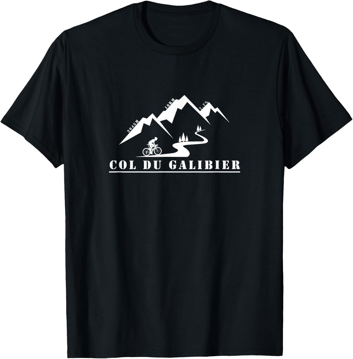 Col du Galibier, bicycle, France, Alps, cycling T-Shirt - T-Shirt | Black