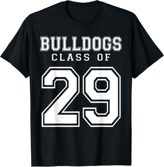 Class Of 2029 Bulldogs Custom Graduation Senior Personalized T-Shirt - T-Shirt | Black