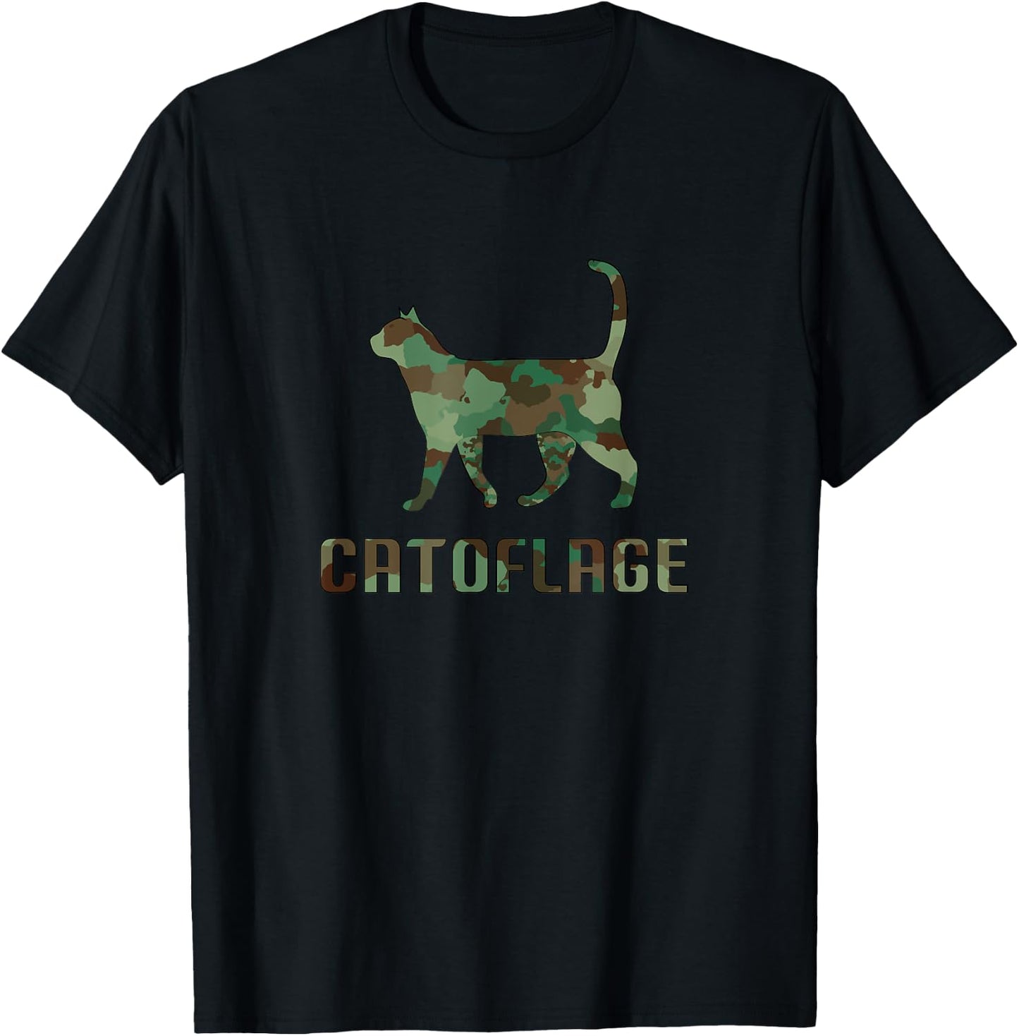 Camo Cat Catoflage Funny Cat Lover Cute Kitten Meow Cats T-Shirt - T-Shirt | Black