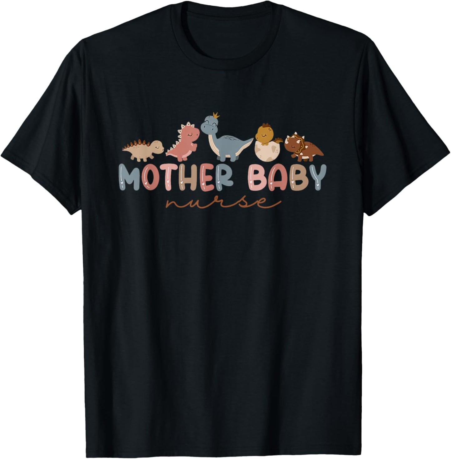 Groovy Mother Baby Nurse Postpartum Nursing Cute Dinosaur T-Shirt - T-Shirt | Black