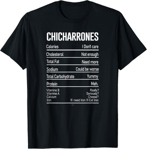 Funny Chicharrones Nutrition Facts traditional Mexican Food T-Shirt - T-Shirt | Black