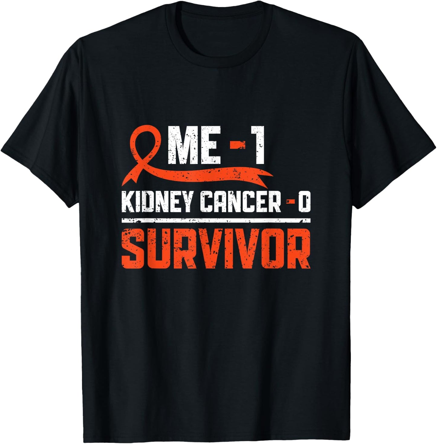 Kidney Cancer Warrior Orange Ribbon Apparel Kidney Cancer Survivor -Adults Black Short Sleeve Size 6 Regular Fit Modern Humor T-Shirt - T-Shirt | Black