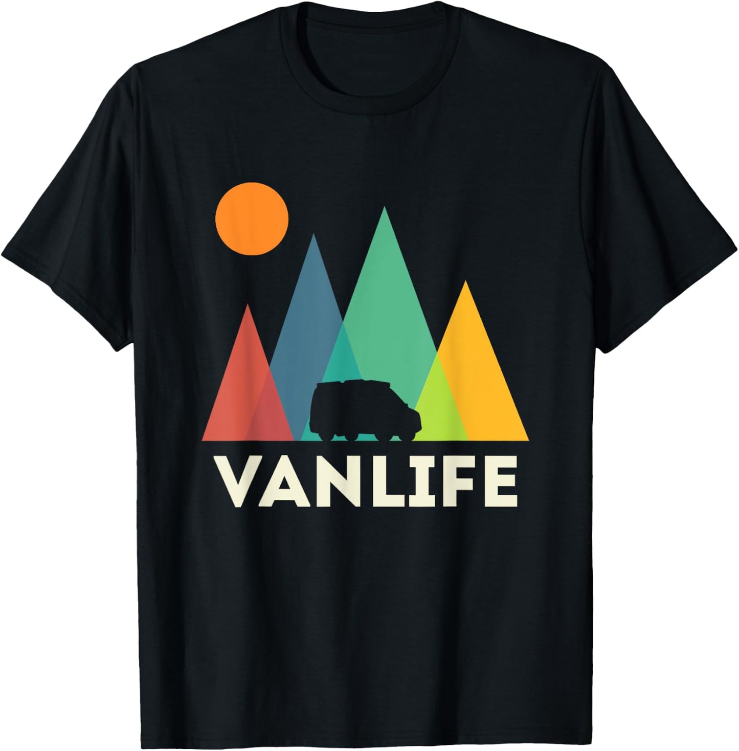 Retro Vintage Van Life Vanlife Camper Camping sunset T-Shirt - T-Shirt | Black
