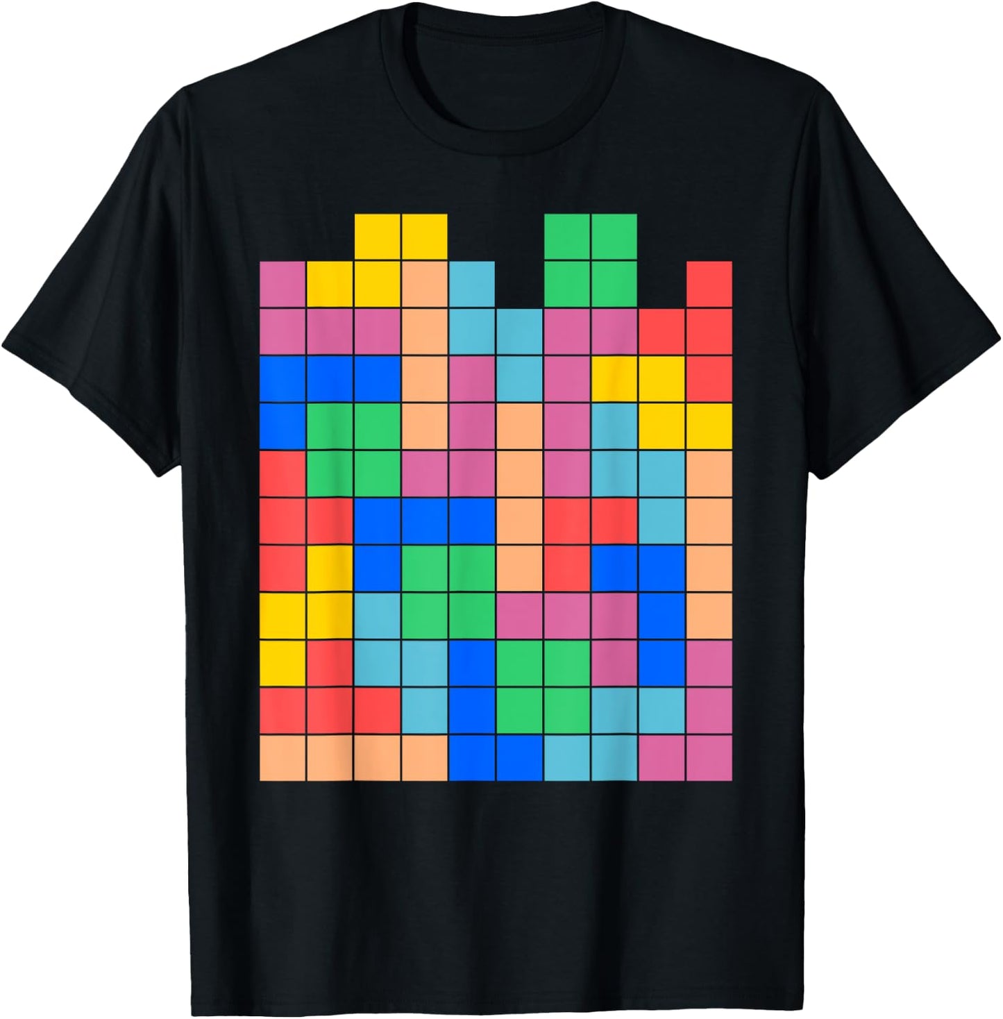 Geeky Tetrominoes Block Puzzle Video Game Math Teacher Nerd T-Shirt - T-Shirt | Black
