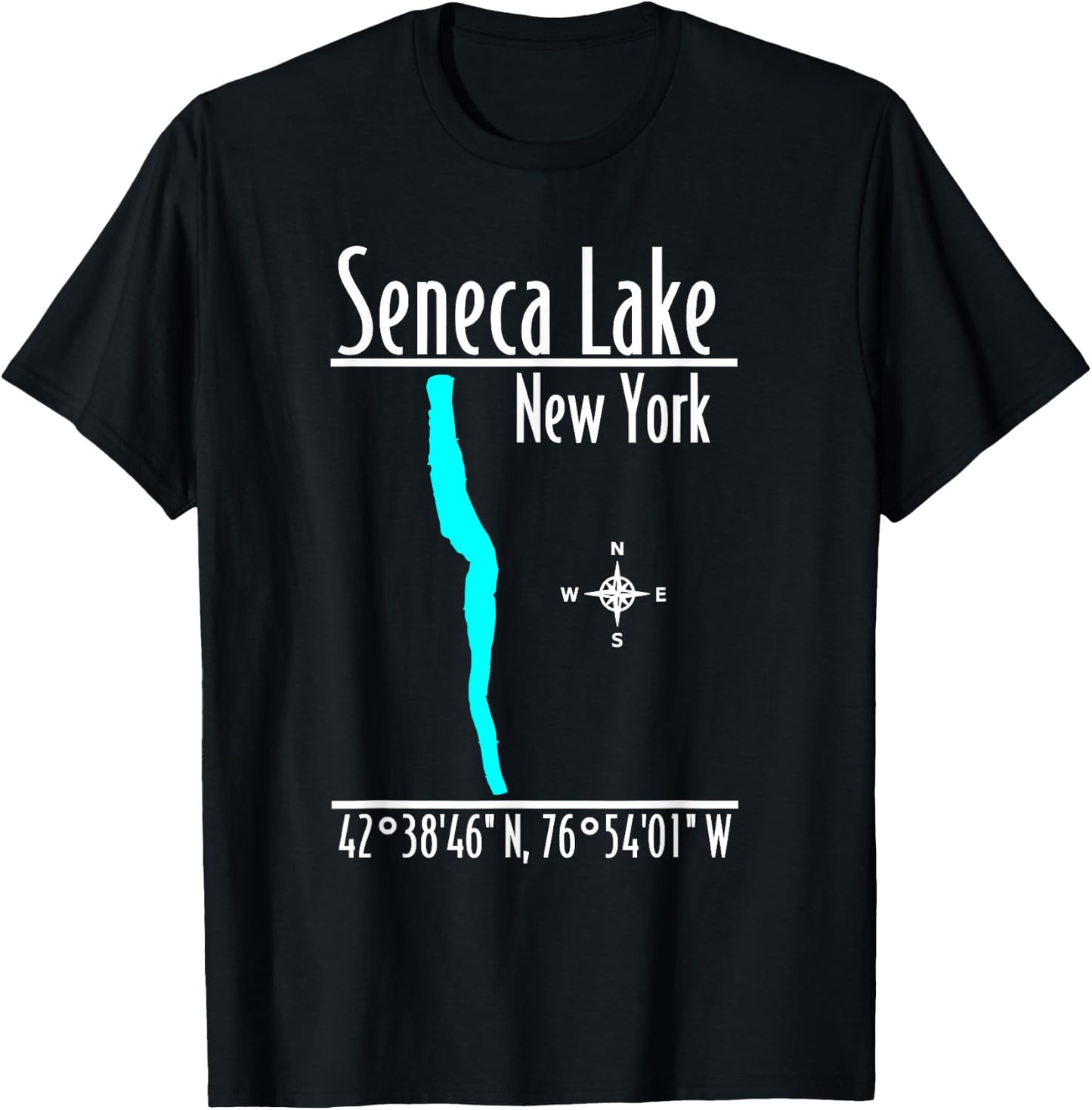 Modern Seneca Lake, New York T-Shirt - T-Shirt | Black