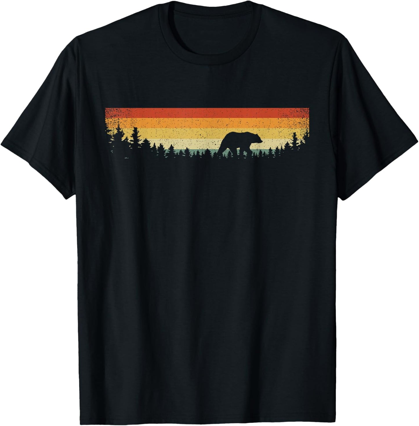 Vintage Nature Wildlife Animal Bear Trees Outdoor Forest T-Shirt - T-Shirt | Black