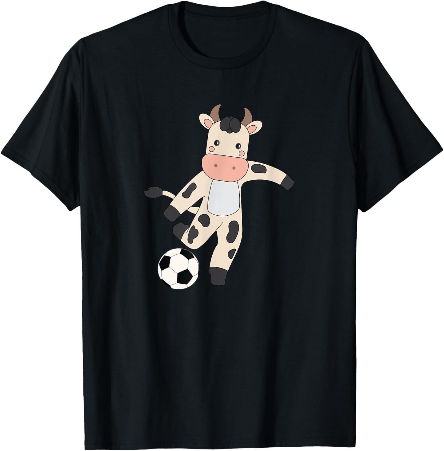 Cow Soccer Player Hobby Ball Sports T-Shirt - T-Shirt | Black