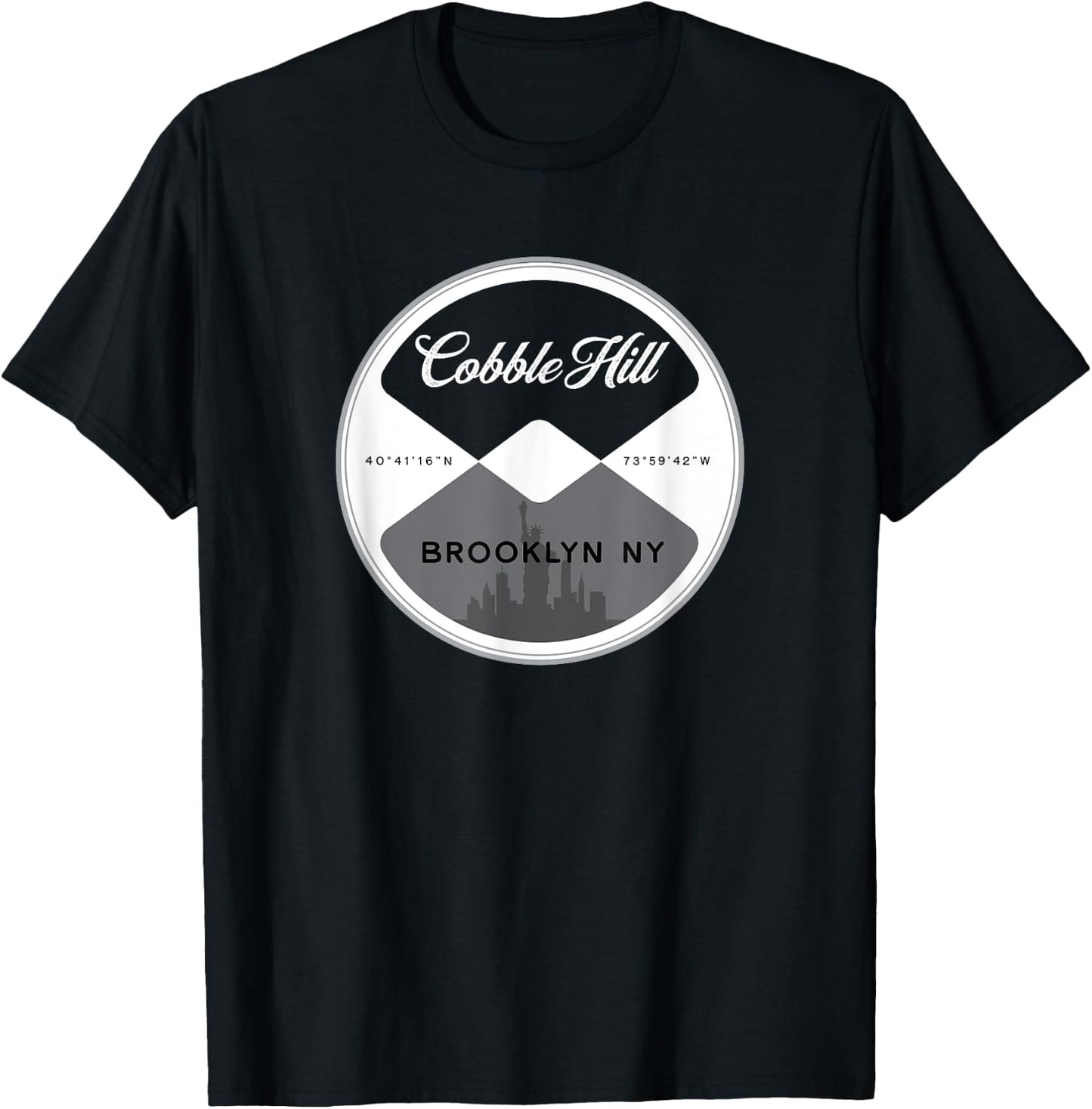 Cobble Hill Brooklyn New York City NYC Circle Graphic T-Shirt - T-Shirt | Black