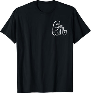 Ghost Playing Saxophone Pocket Halloween Costume Musician T-Shirt - T-Shirt | Black