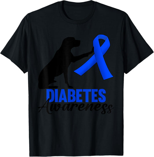 Type 1 Type 2 Diabetic Dog Lovers T1D T2D Diabetes Awareness Men Women T-Shirt - T-Shirt | Black