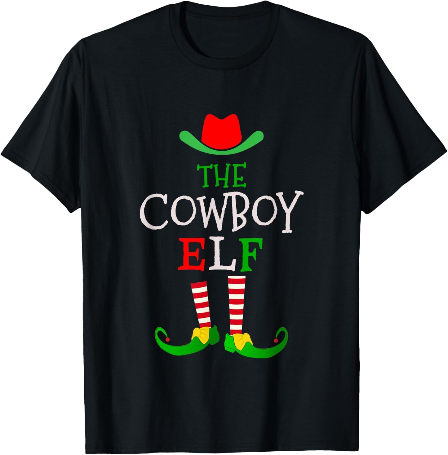 Christmas Matching Outfits for Holiday Party The Cowboy Elf T-Shirt - T-Shirt | Black