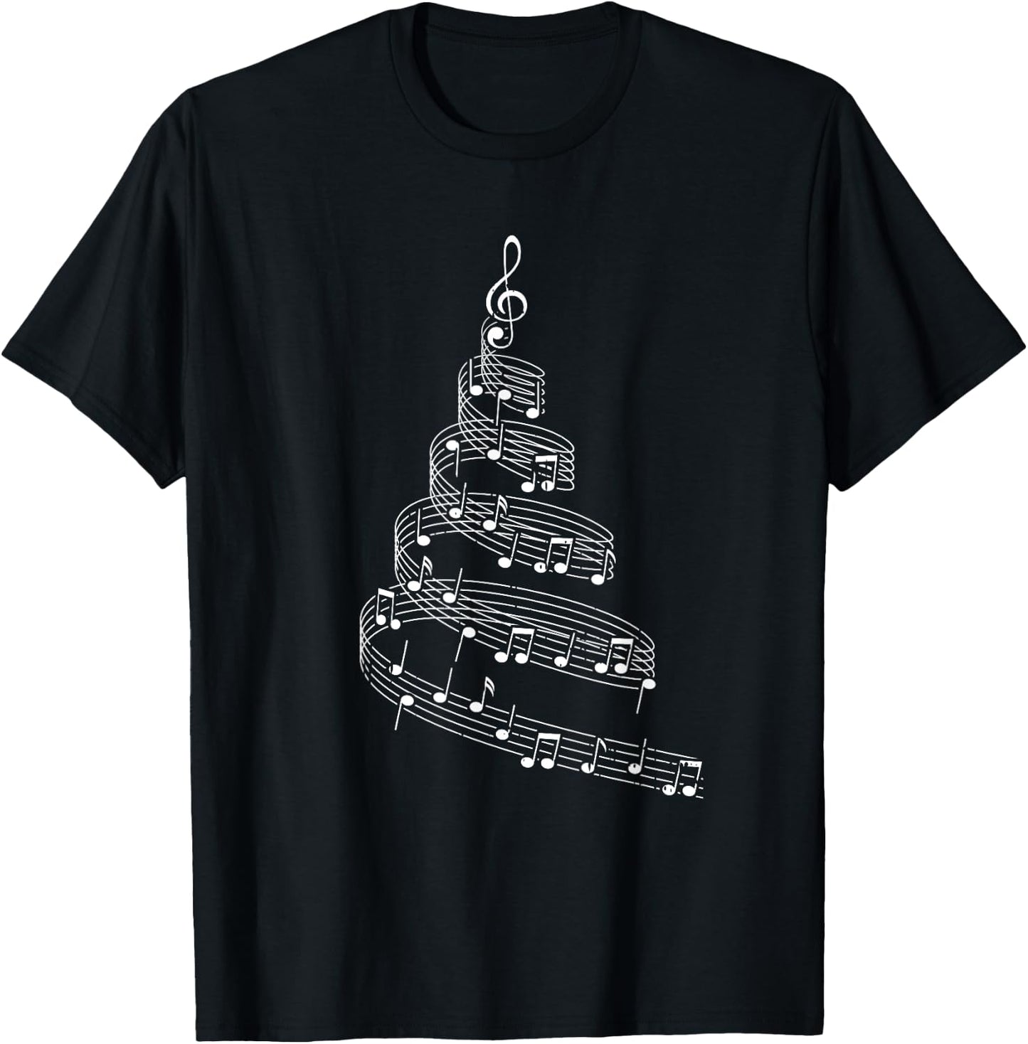 Music Note Christmas Tree X-mas Pajama Musician T-Shirt - T-Shirt | Black