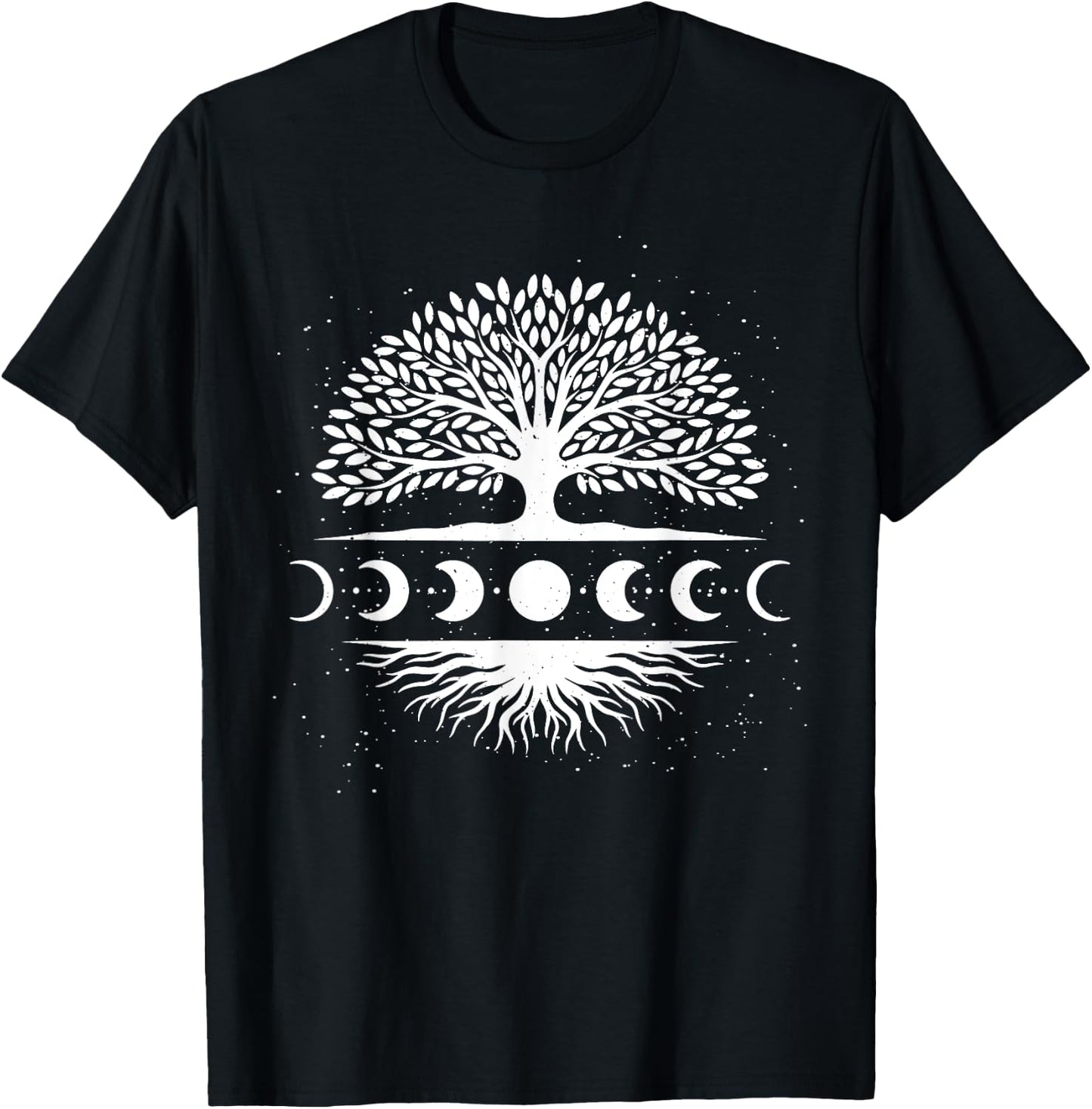 Tree Of Life Yggdrasil Moon Phase Spiritual T-Shirt - T-Shirt | Black